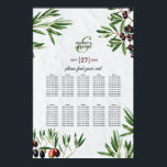Olive Leaves Greek Island Wedding Seating Chart ポスター<br><div class="desc">A beautiful design with rustic olive leaves and olives on a Mediterranean style Greek Island white wash wall. An elegant vintage wedding seating chart perfect for Greek Island,  Italian and Mediterranean style weddings. Matching wedding invitations and other stationery items are also available.</div>