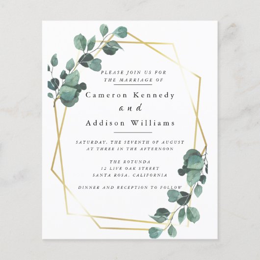 Olive Leaves, Greenery Wedding Invitation Flyer チラシ (正面)