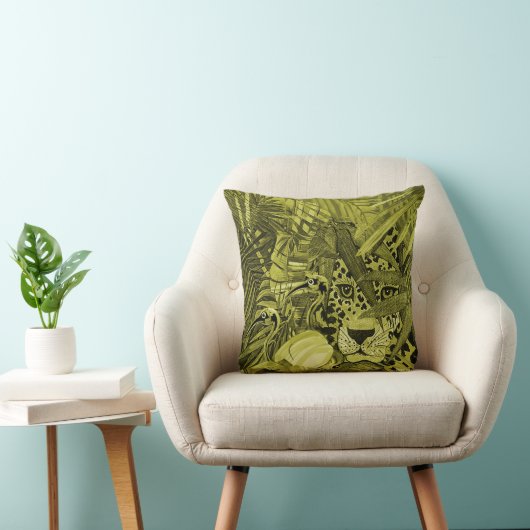 Olive Leopard Bush Cushion クッション (椅子)