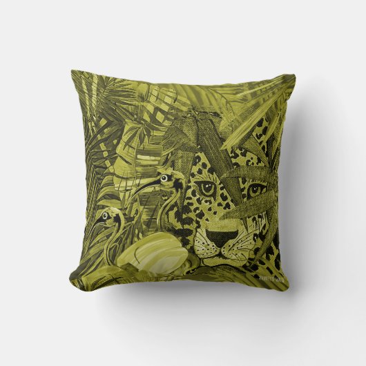 Olive Leopard Bush Cushion クッション (正面)