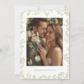 Olive Line Art Floral Monogram Crest Wedding セーブザデート (裏面)