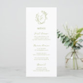 Olive Line Art Floral Monogram Crest Wedding メニュー (スタンド正面)