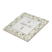 Olive Martini Green Pattern Wedding Table Number タイル (側面)