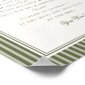 Olive Martini Green Striped Baby Shower Game ポスター (角)