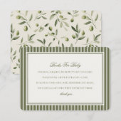 Olive Martini Green Striped Books For Baby Shower エンクロージャーカード (正面/裏面)