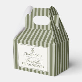 Olive Martini Green Striped Bridal Shower フェイバーボックス