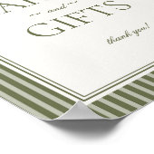 Olive Martini Green Striped Cards and Gifts Sign ポスター (角)