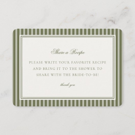 Olive Martini Green Striped Share a Recipe Insert エンクロージャーカード (正面)
