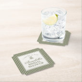 Olive Martini Old Money Striped Bridal Shower ペーパーコースター (インサイチュ)