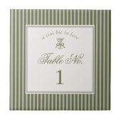 Olive Martini Old Money Wedding Table Number タイル (正面)