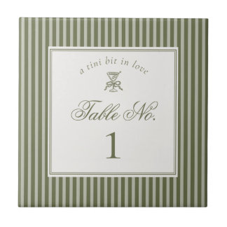 Olive Martini Old Money Wedding Table Number タイル