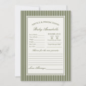 Olive Martini Striped Green Advice for Baby Card 招待状 (正面)