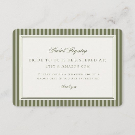Olive Martini Tini Bit Closer Bridal Registry エンクロージャーカード (正面)
