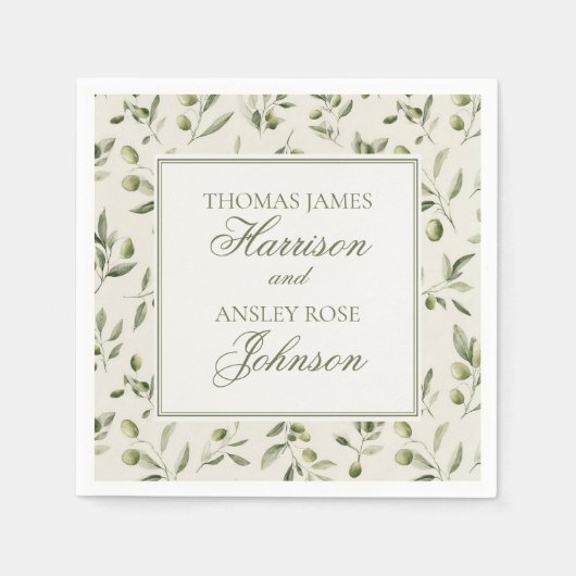 Olive Martini Tini Bit In Love Old Money Wedding スタンダードカクテルナプキン (正面)