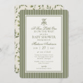Olive Martini Tini Little One Striped Baby Shower 招待状 (正面/裏面)