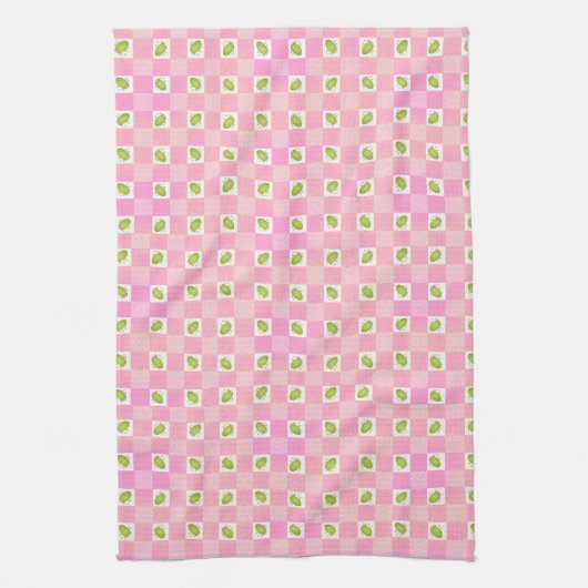 Olive Me Loves Olive You Retro Pink Olive Pattern  キッチンタオル (縦)