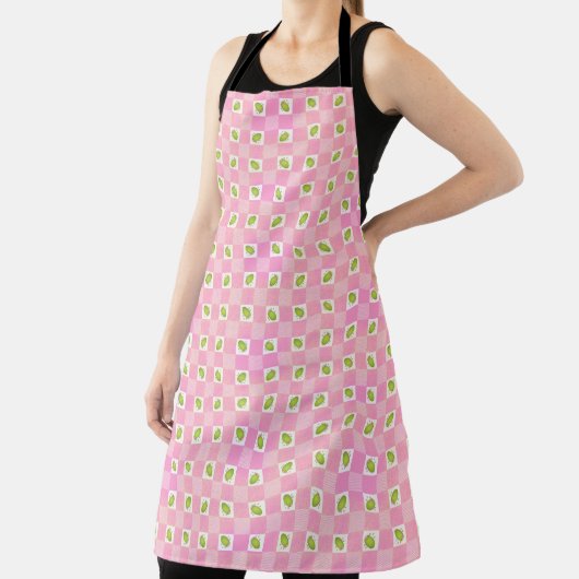 Olive Me Loves Olive You Retro Pink Pattern Apron エプロン (インサイチュ)