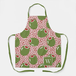 Olive Mediterranean Greek Key  エプロン