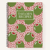 Olive Mediterranean Greek Key Recipe  ノートブック (正面)