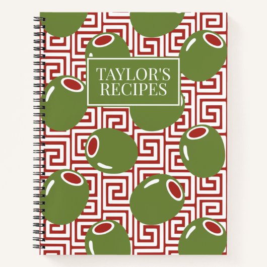 Olive Mediterranean Greek Key Recipe ノートブック (正面)