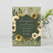 Olive Muted Flora Wedding 招待状 (スタンド正面)