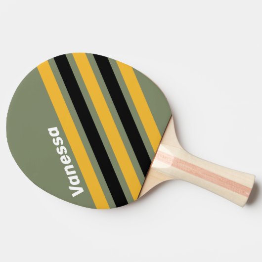 Olive Nightlight Angled Striping with Name 卓球ラケット (横)