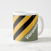 Olive Nightlight Stripes with Name ジャンボコーヒーマグカップ (正面右)