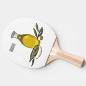 Olive oil cartoon illustration  卓球ラケット (横)