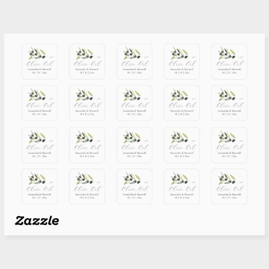 Olive Oil Wedding Favors Sticker スクエアシール (シート)