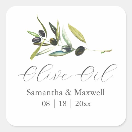 Olive Oil Wedding Favors Sticker スクエアシール (正面)