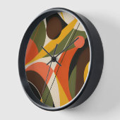 Olive Orange Retro Geometric Abstract 壁時計 (傾斜)