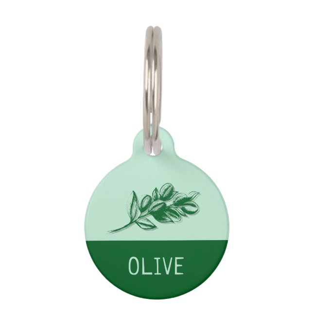 Olive Pet Cat Dog Name ペット　ネームタグ (正面)