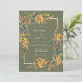 Olive Pinecone Woodland Wedding 招待状 (スタンド正面)