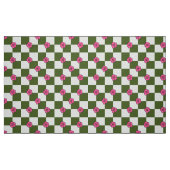 Olive Pink Floral Checkerboard Polyester Fabric ファブリック (ファットクォーター)