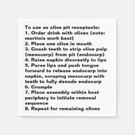 Olive Pit Disposal Instructions Cocktail スタンダードカクテルナプキン