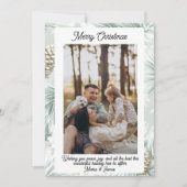 Olive Plaid Portrait Photo Christmas Holiday Card シーズンカード (正面)