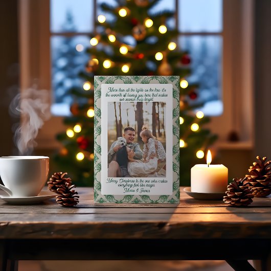 Olive Plaid Portrait  Photo Christmas Holiday Card シーズンカード