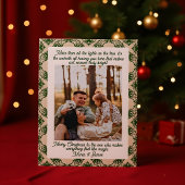 Olive Plaid Portrait  Photo Christmas Holiday Card シーズンカード
