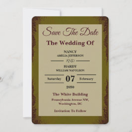 Olive Rust Earthy Wedding Save The Date セーブザデート