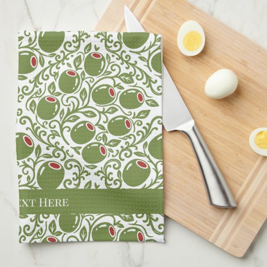 Olive Rustic Farmhouse French Country キッチンタオル (四つ折り)