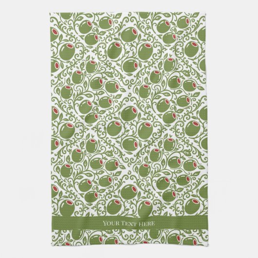 Olive Rustic Farmhouse French Country キッチンタオル (縦)