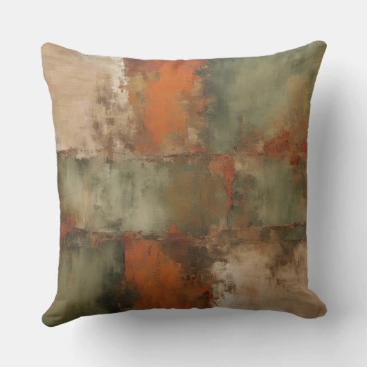 Olive Sage Orange Rust Beige Abstract クッション (裏面)