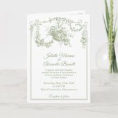 Olive Sage Toile de Jouy Paris Wedding Invitation 招待状 (正面)