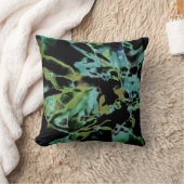 Olive Teal Green Black Abstract Floral Design クッション (ブランケット)
