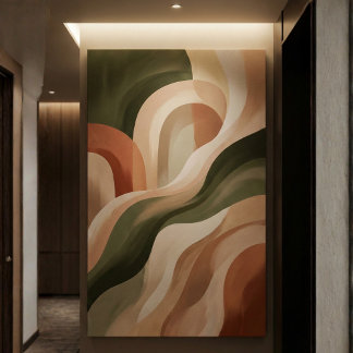 Olive Terracotta Abstract Gallery Art Canvas Print キャンバスプリント