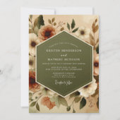 Olive Terracotta Autumnal Wedding 招待状 (正面)