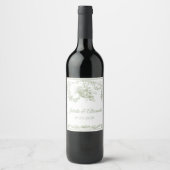 Olive Toile de Jouy Wedding Bottle Label ワインラベル (正面)