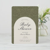 Olive Traditional Floral Arts and Crafts Shower 招待状 (スタンド正面)