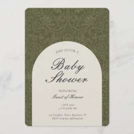 Olive Traditional Floral Arts and Crafts Shower 招待状