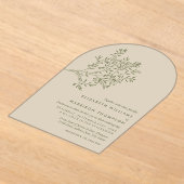 Olive Tree Branch, Rustic & Minimalistic Wedding アクリル招待状 (レイダウン)